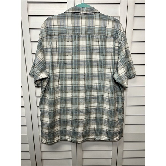 Tommy Bahama Silk Blend Plaid Textured Short Sleeve Button Down Shirt Size XL - Picture 9 of 9